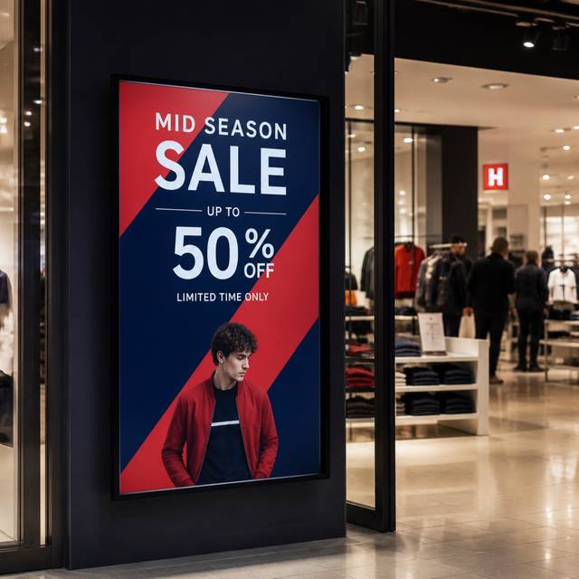 Retail storefront digital poster ready to display