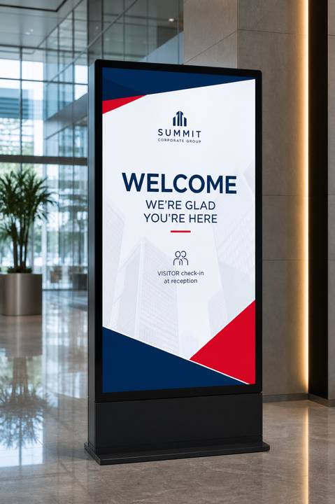 Corporate lobby welcome display template