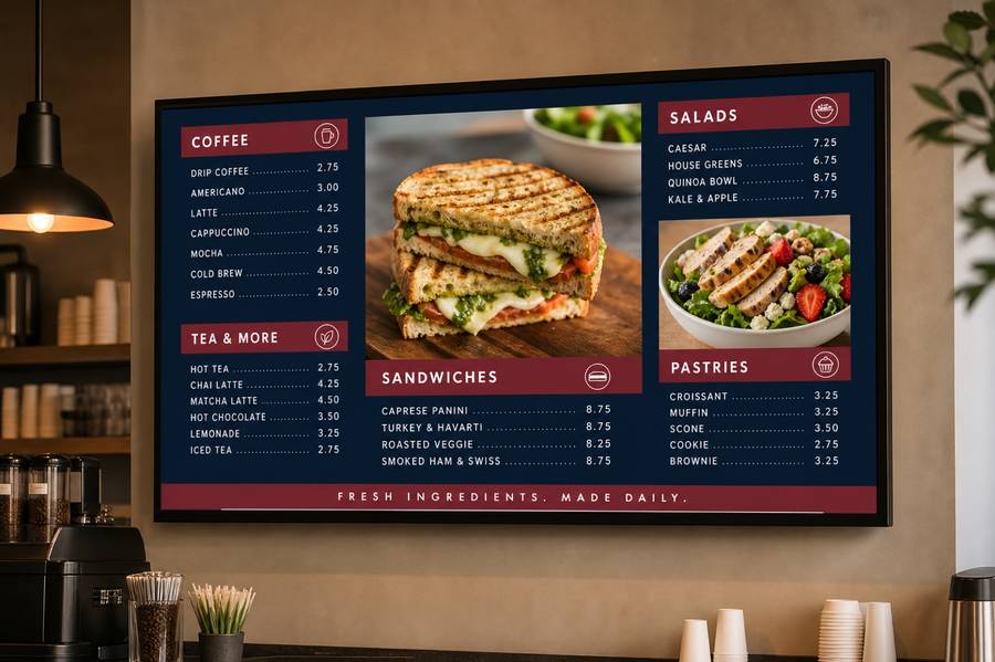 Cafe digital menu board template